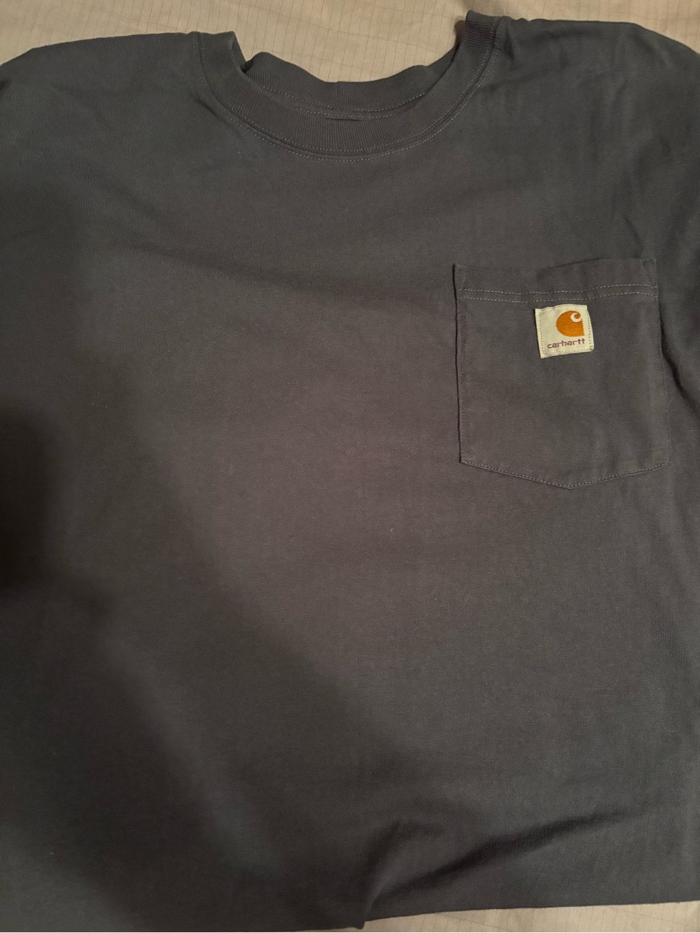 Carhartt Pocket Tee in Dark Navy with Tan Logo